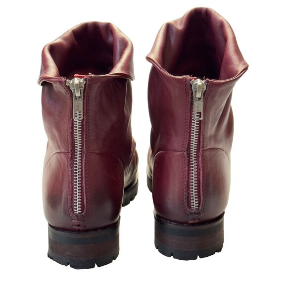 SKECHERS Women’s Boots Burgundy Leather Slouchy Ankle Cuffed Rear Zip Size 7.5M - Picture 4 of 13
